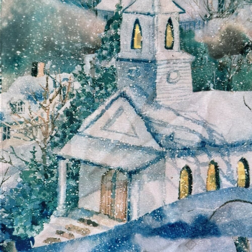 Winter Scene Toland Garden Flag Snowy Church Design Polyester 28" X 40" - Picture 2 of 6